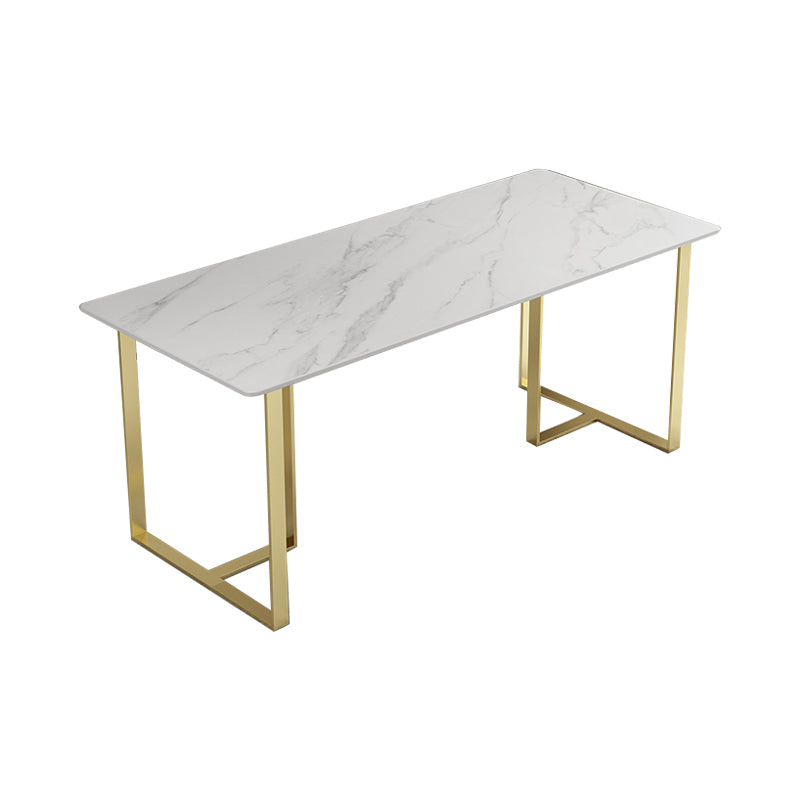 Contemporary Dining Set 1/5 Pcs Rectangle Stone Dining Table with Upholstered Chairs