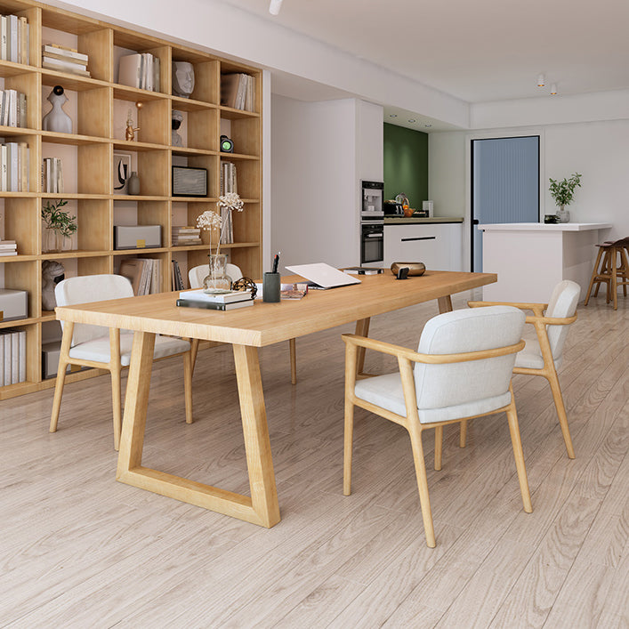 Contemporary Natural Office Desk Rectangular Solid Wood Writing Desk