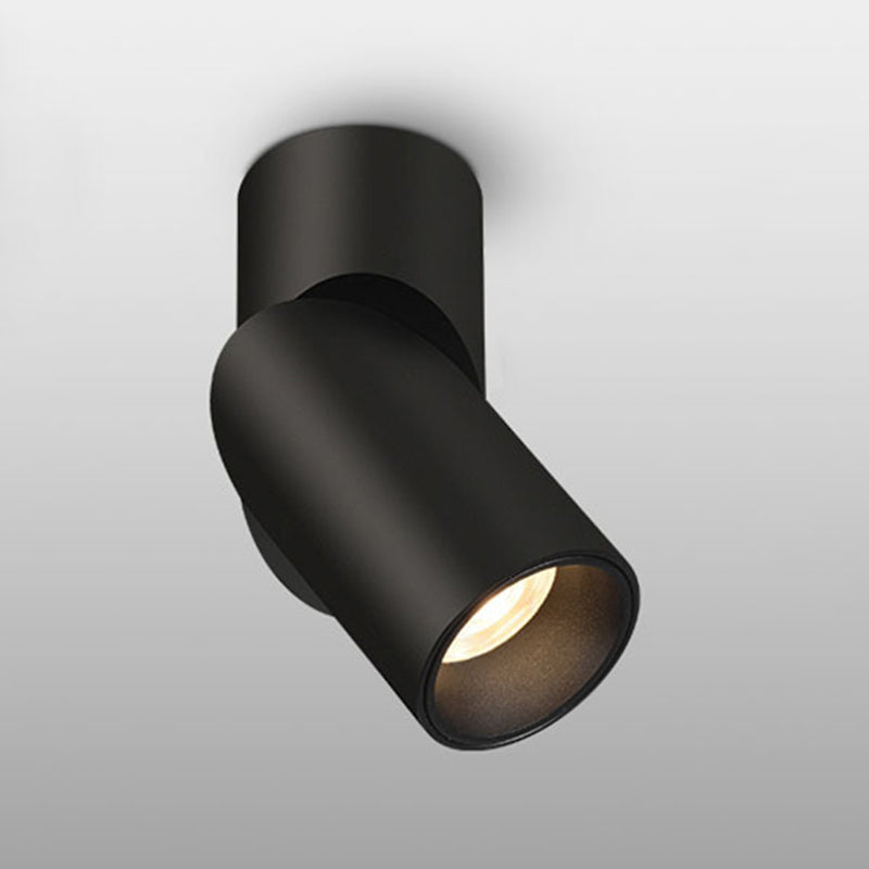Cylinder Flush Mount Light Fixture Modern Metal Flush Light in Black/white