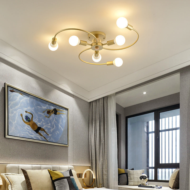 Industrial Ceiling Lamp Simple Metal Flush Mount Light Fixture for Bedroom