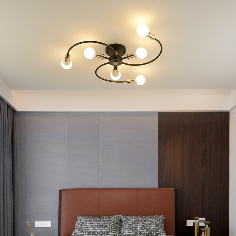 Industrial Ceiling Lamp Simple Metal Flush Mount Light Fixture for Bedroom