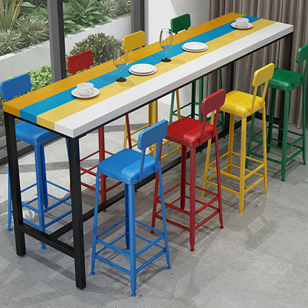 Modern 1/5 Pieces Bar Table Set Rectangle Wood Counter Table with High Stools for Cafe