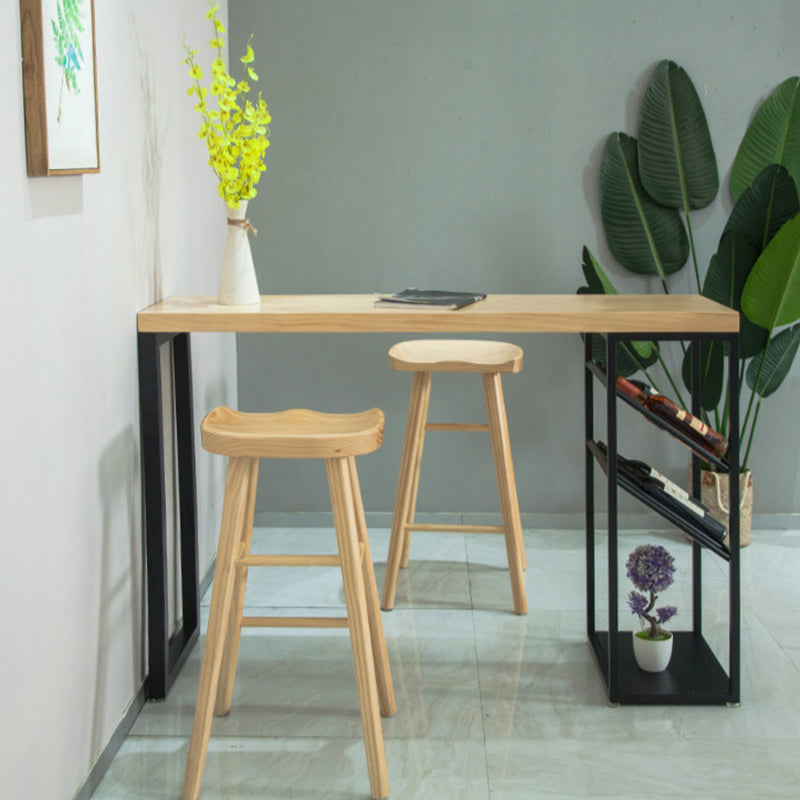 Contemporary Style Bar Table Set  1/2/3 Pieces Rectangle Bar Table with Wood Stools