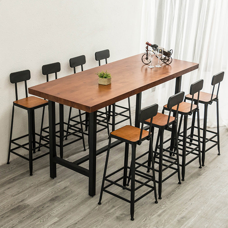 Contemporary Style Bar Table Set 1/2/9 Pieces Rectangle Bar Table with Wood Stools