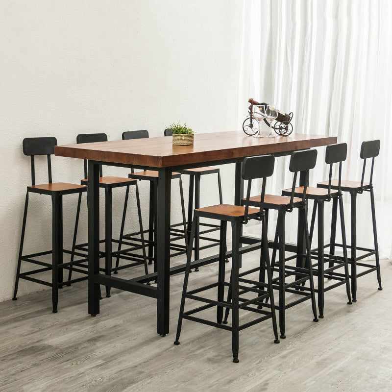Contemporary Style Bar Table Set 1/2/9 Pieces Rectangle Bar Table with Wood Stools