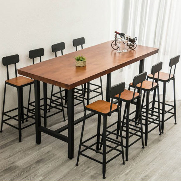 Contemporary Style Bar Table Set 1/2/9 Pieces Rectangle Bar Table with Wood Stools
