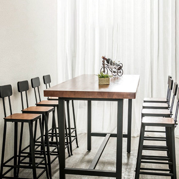 Contemporary Style Bar Table Set 1/2/9 Pieces Rectangle Bar Table with Wood Stools