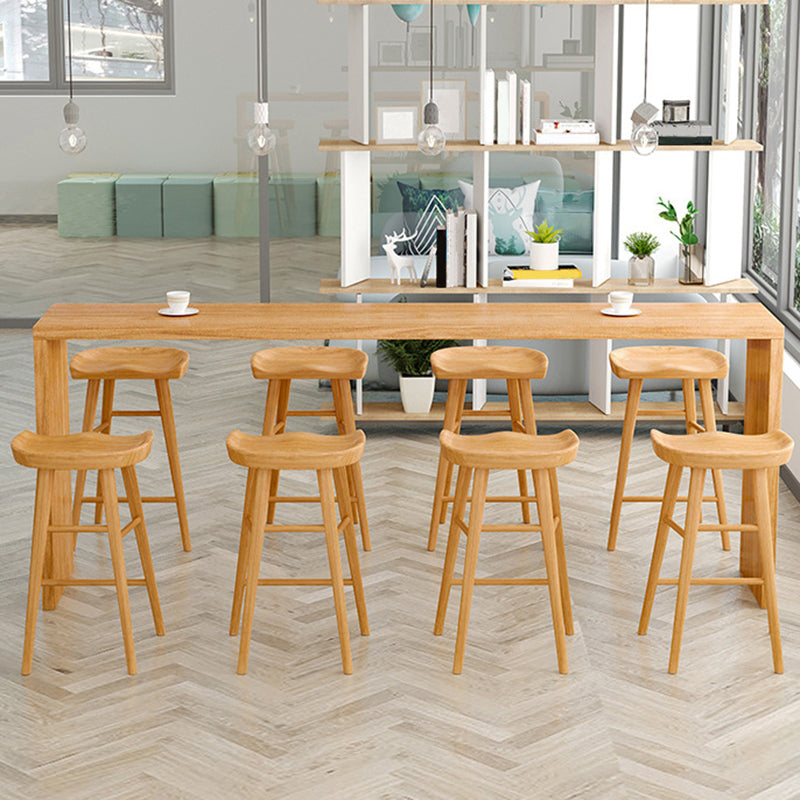 Contemporary Style 1/2/5/9 Pieces Bar Table Set Rectangle Wood Bar Table with Wood Stools