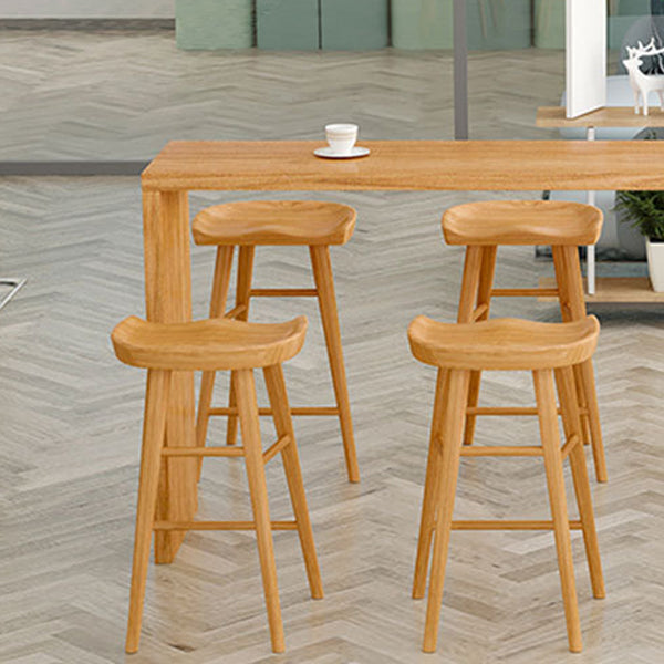 Contemporary Style 1/2/5/9 Pieces Bar Table Set Rectangle Wood Bar Table with Wood Stools
