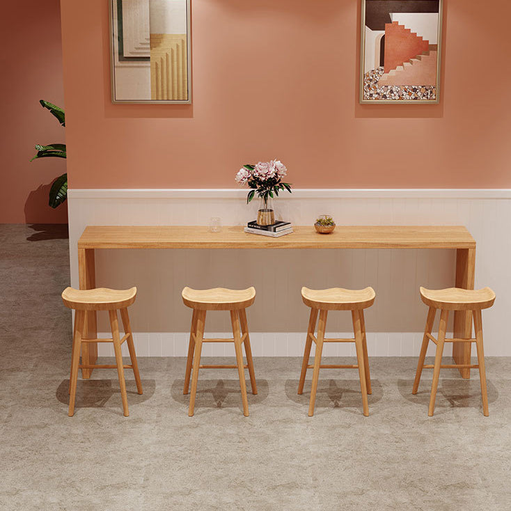 Contemporary Style 1/2/5/9 Pieces Bar Table Set Rectangle Wood Bar Table with Wood Stools