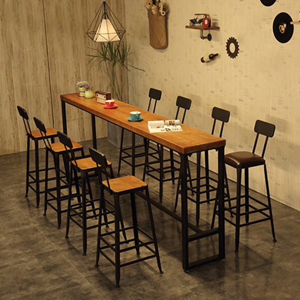 Industrial Bar Table Set  1/5/9 Pieces Rectangle Wood Counter Table with Stools for Bar