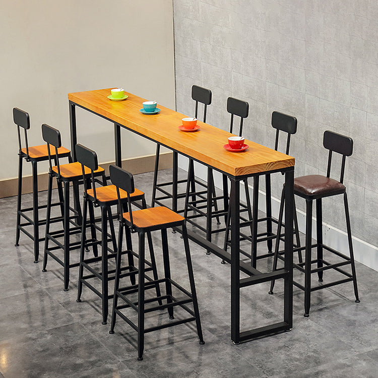 Industrial 1/5/9 Pieces Bar Table Set Rectangle Wood Counter Table for Milk Tea Shop