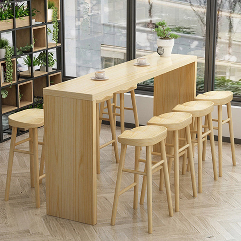 Contemporary 1/2/5/9 Pieces Bar Table Set Rectangle Wood Bar Table with Wooden Stools