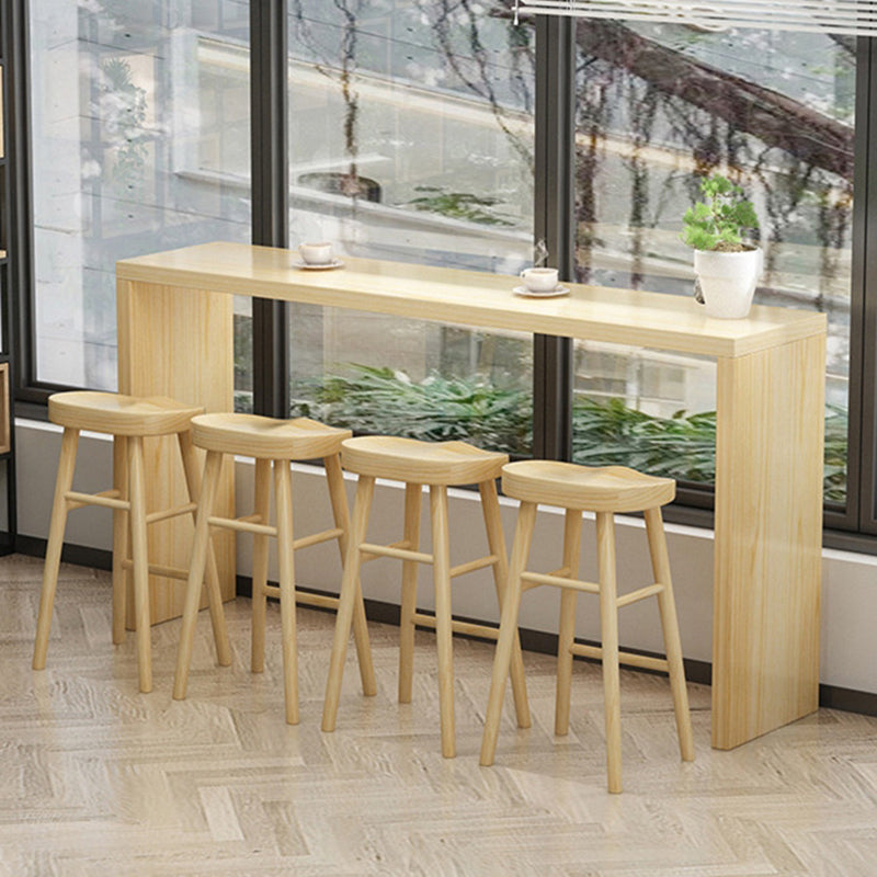 Contemporary 1/2/5/9 Pieces Bar Table Set Rectangle Wood Bar Table with Wooden Stools