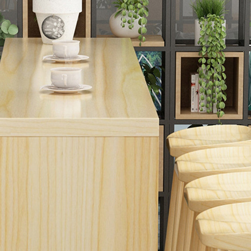 Contemporary 1/2/5/9 Pieces Bar Table Set Rectangle Wood Bar Table with Wooden Stools