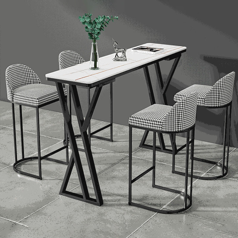 Modern 1/2/5 Pieces Bar Table Set Rectangle Bar Table with Metal High Stools