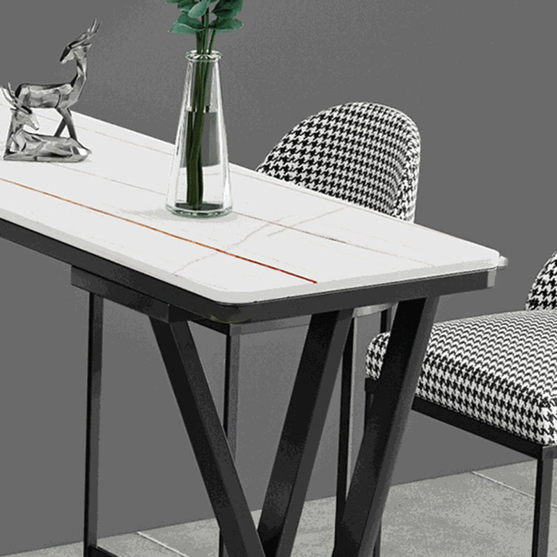 Modern 1/2/5 Pieces Bar Table Set Rectangle Bar Table with Metal High Stools