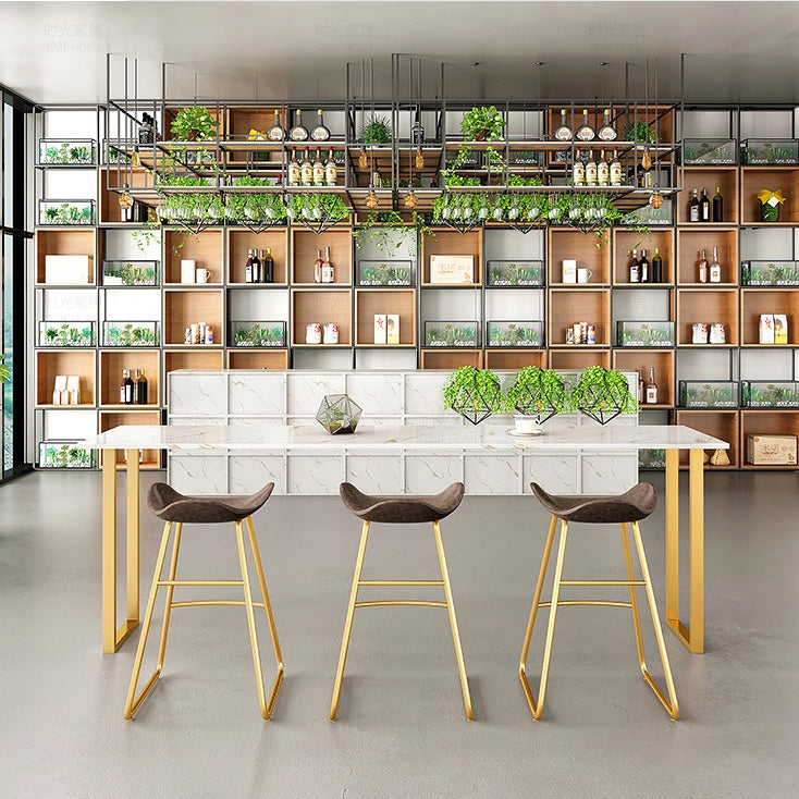 1/2/4 Pieces Bar Stool and Table Set Rectangular Pub Dining Set for Home