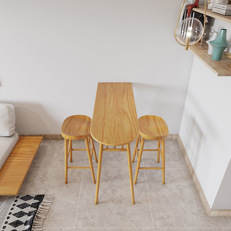 Pine Wood Counter Table Set Contemporary 1/3 Pieces Bar Table Set