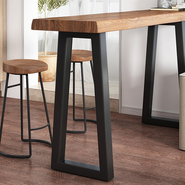 Modern Rectangle Counter Set 1/3 Pieces Solid Wood Counter Table with Backless Stools