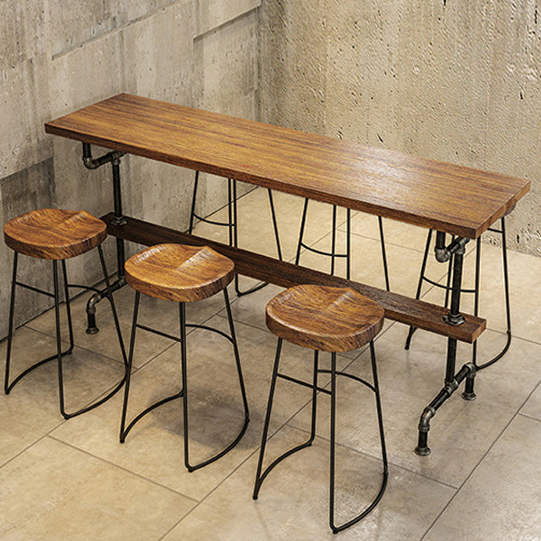 Brown Bar Stool and Table Set Industrial 1/2/4/7 Pieces Table and Stool Set