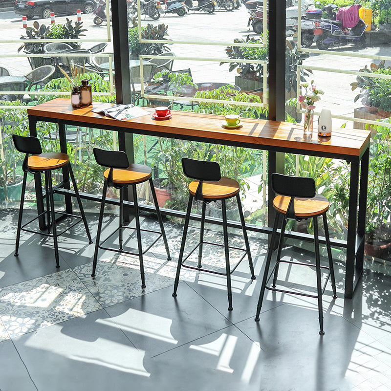 Modern Bar Table Set 1/2/5 Pieces Rectangle Bar Table and Stool with Metal Footrest