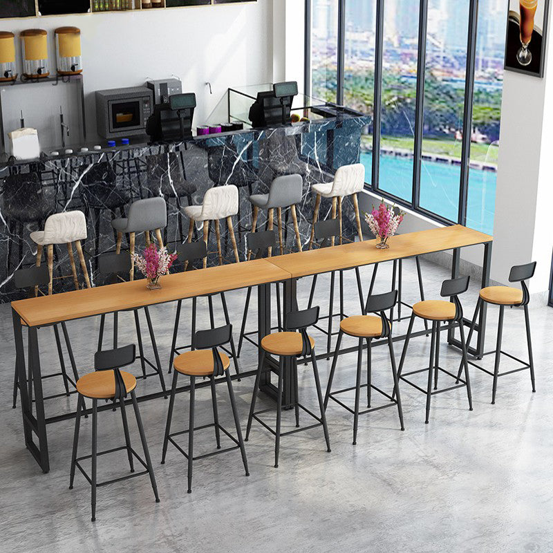 1/7 Pieces Indoor Bar Table Set Industrial Wooden Bar Table and Stools with Footrest