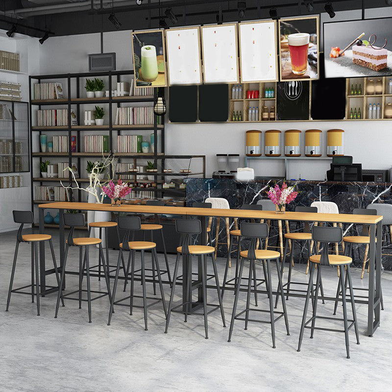 1/7 Pieces Indoor Bar Table Set Industrial Wooden Bar Table and Stools with Footrest