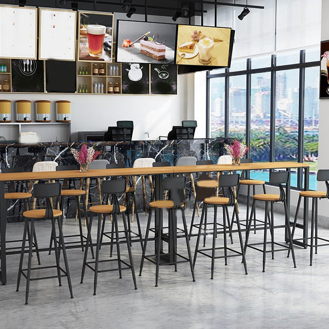 1/7 Pieces Indoor Bar Table Set Industrial Wooden Bar Table and Stools with Footrest