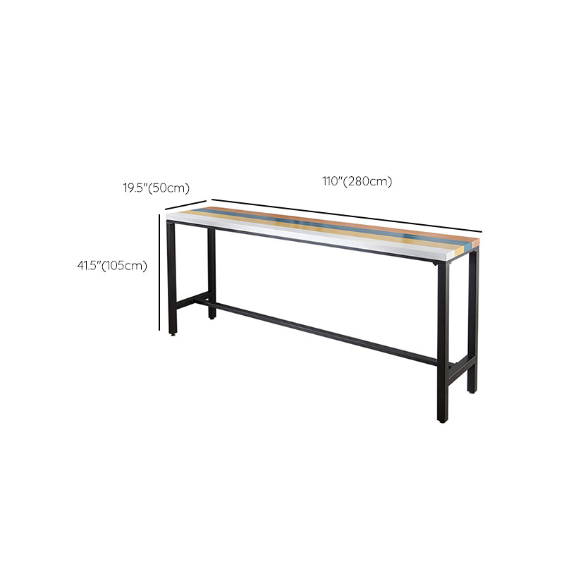 Rectangle Bar Table Set 1/5 Pieces Solid Wood Counter Table with Ladder Back Stools