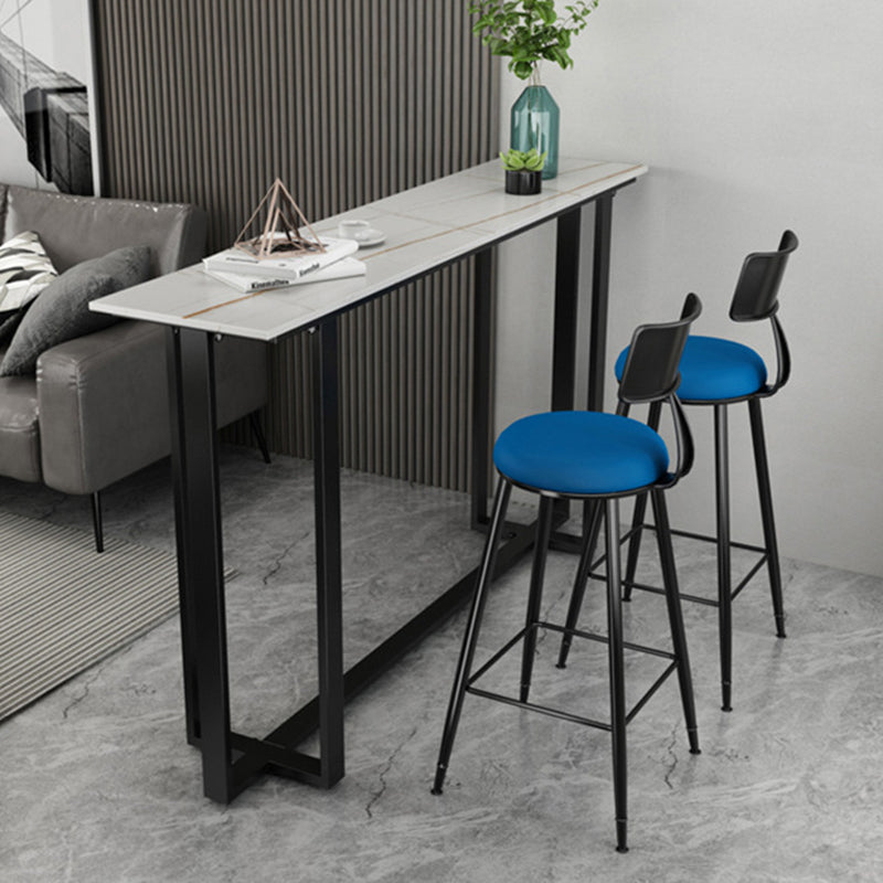 Modern 1/3 Pieces Bar Table Set Rectangle Stone Counter Table with High Stools for Balcony