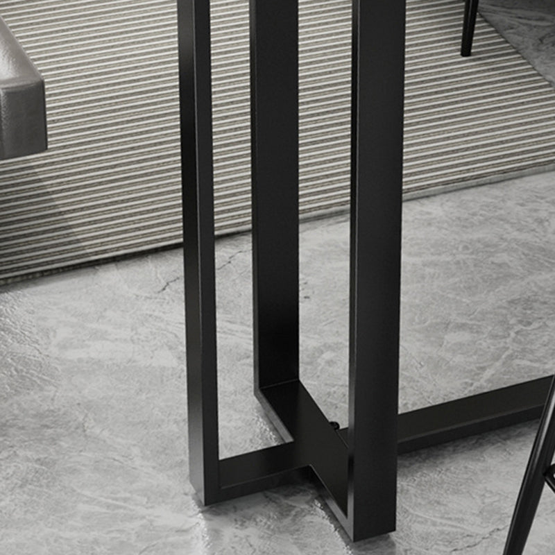 Modern 1/3 Pieces Bar Table Set Rectangle Stone Counter Table with High Stools for Balcony