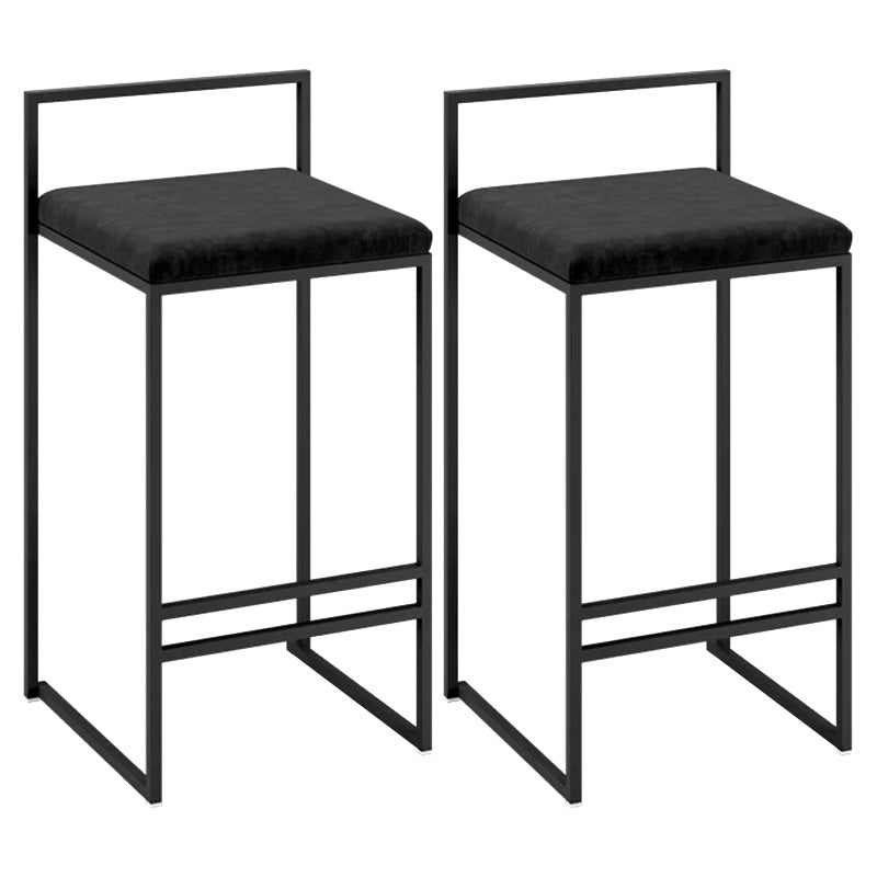 Contemporary Iron Counter Height Stools Low Back Bar Stool with Footrest