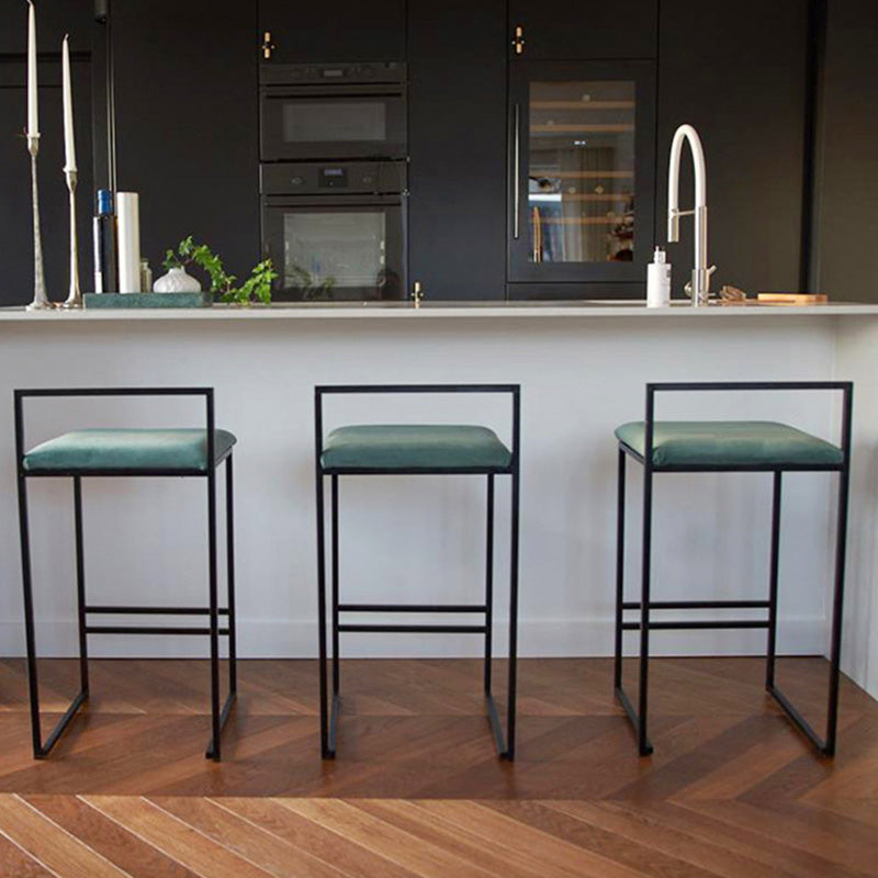 Contemporary Iron Counter Height Stools Low Back Bar Stool with Footrest