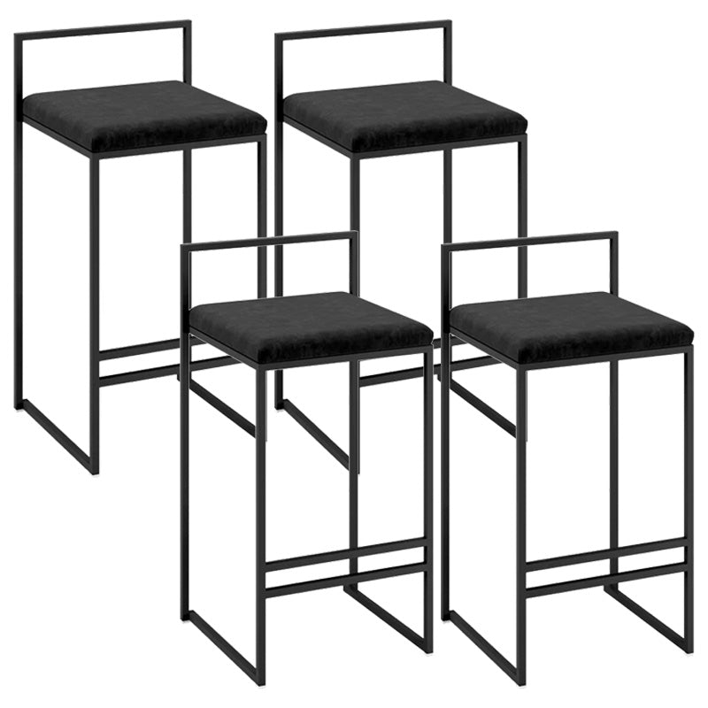 Contemporary Iron Counter Height Stools Low Back Bar Stool with Footrest