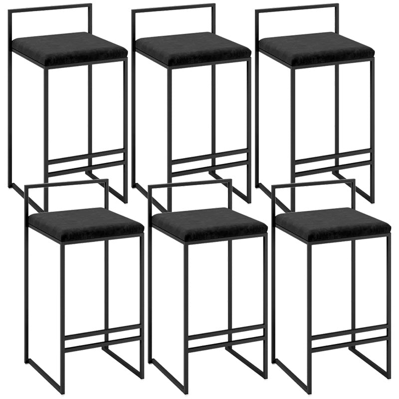 Contemporary Iron Counter Height Stools Low Back Bar Stool with Footrest