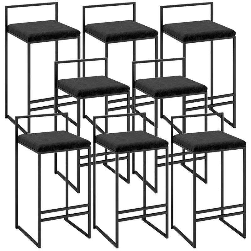 Contemporary Iron Counter Height Stools Low Back Bar Stool with Footrest