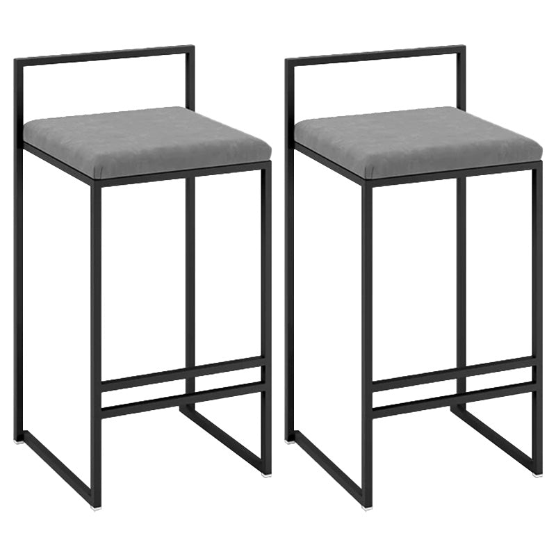 Contemporary Iron Counter Height Stools Low Back Bar Stool with Footrest