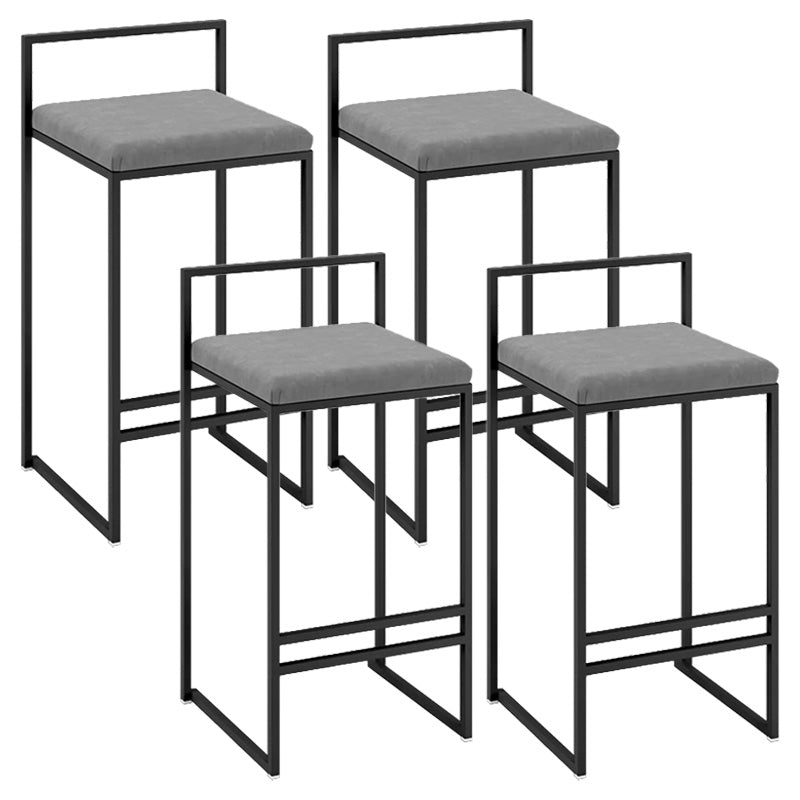 Contemporary Iron Counter Height Stools Low Back Bar Stool with Footrest