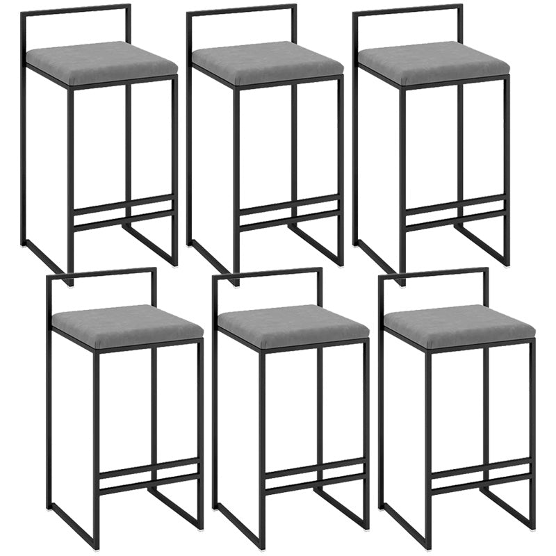 Contemporary Iron Counter Height Stools Low Back Bar Stool with Footrest