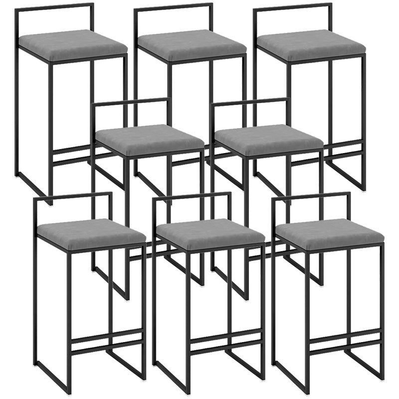 Contemporary Iron Counter Height Stools Low Back Bar Stool with Footrest