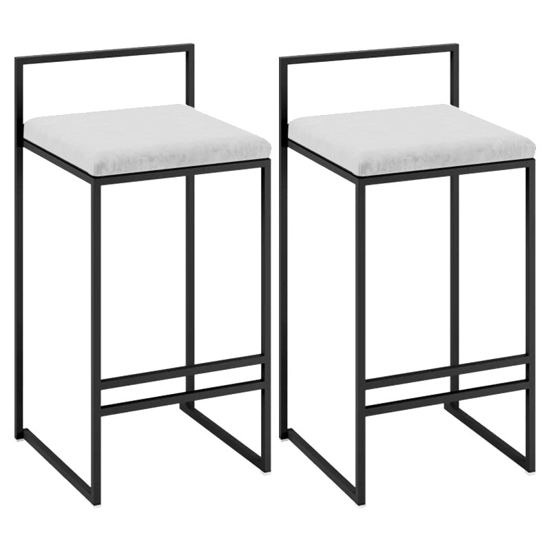 Contemporary Iron Counter Height Stools Low Back Bar Stool with Footrest