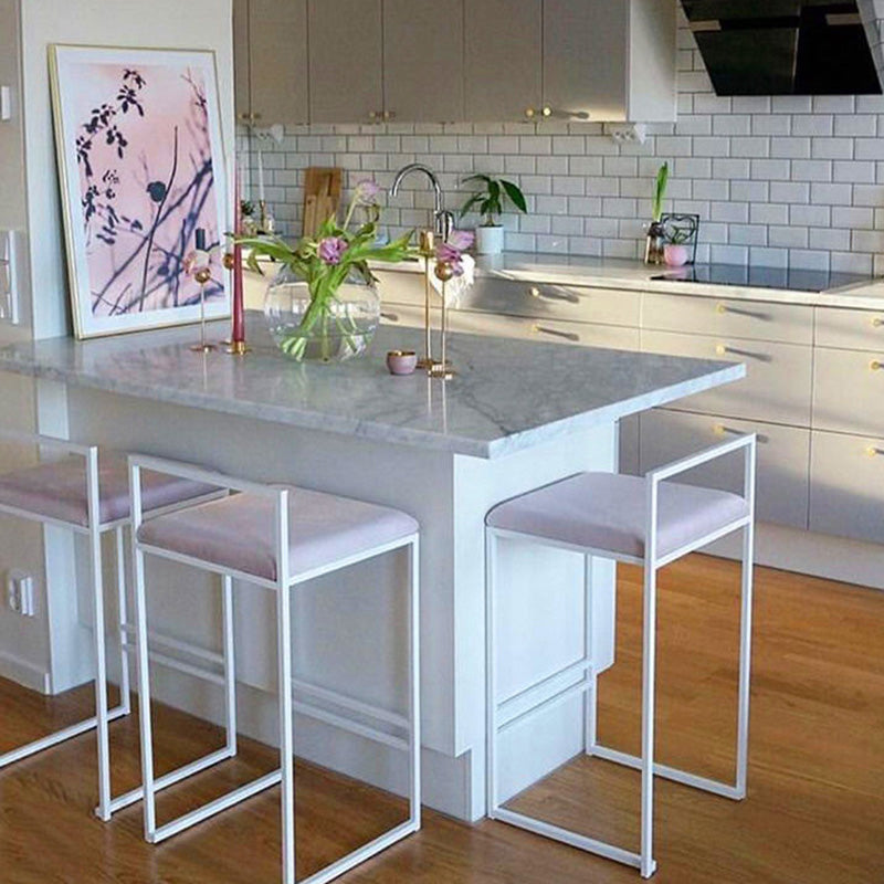 Contemporary Iron Counter Height Stools Low Back Bar Stool with Footrest