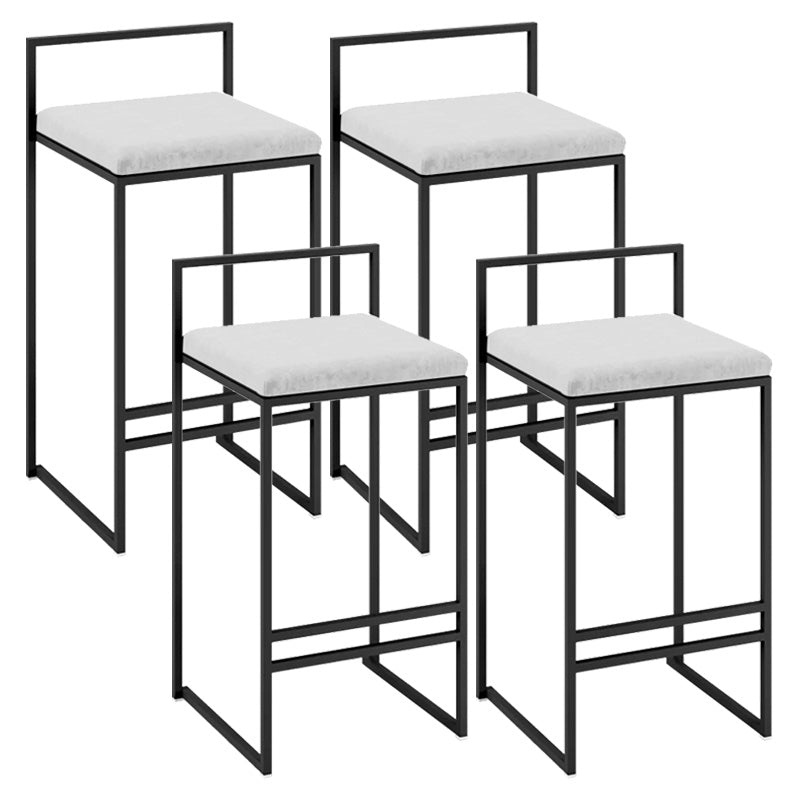 Contemporary Iron Counter Height Stools Low Back Bar Stool with Footrest
