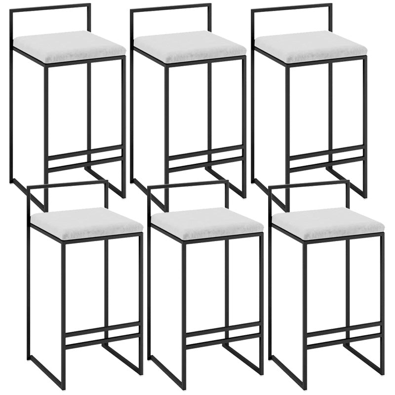 Contemporary Iron Counter Height Stools Low Back Bar Stool with Footrest