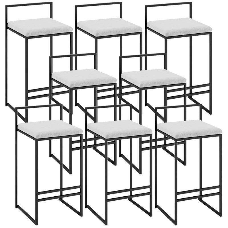 Contemporary Iron Counter Height Stools Low Back Bar Stool with Footrest