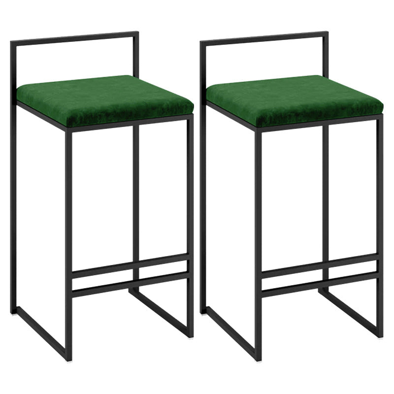 Contemporary Iron Counter Height Stools Low Back Bar Stool with Footrest