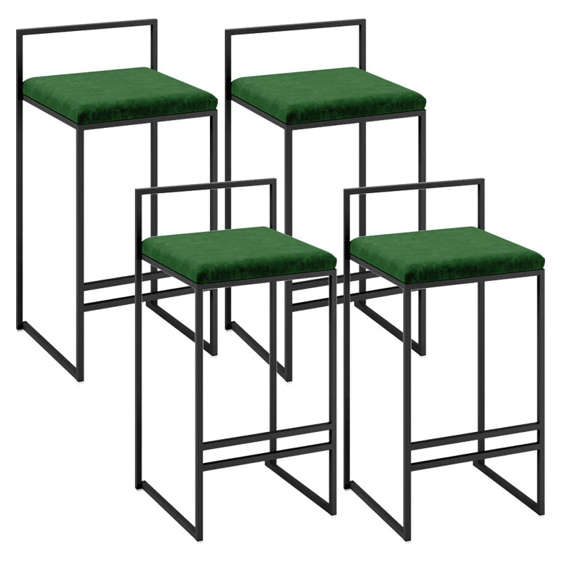 Contemporary Iron Counter Height Stools Low Back Bar Stool with Footrest