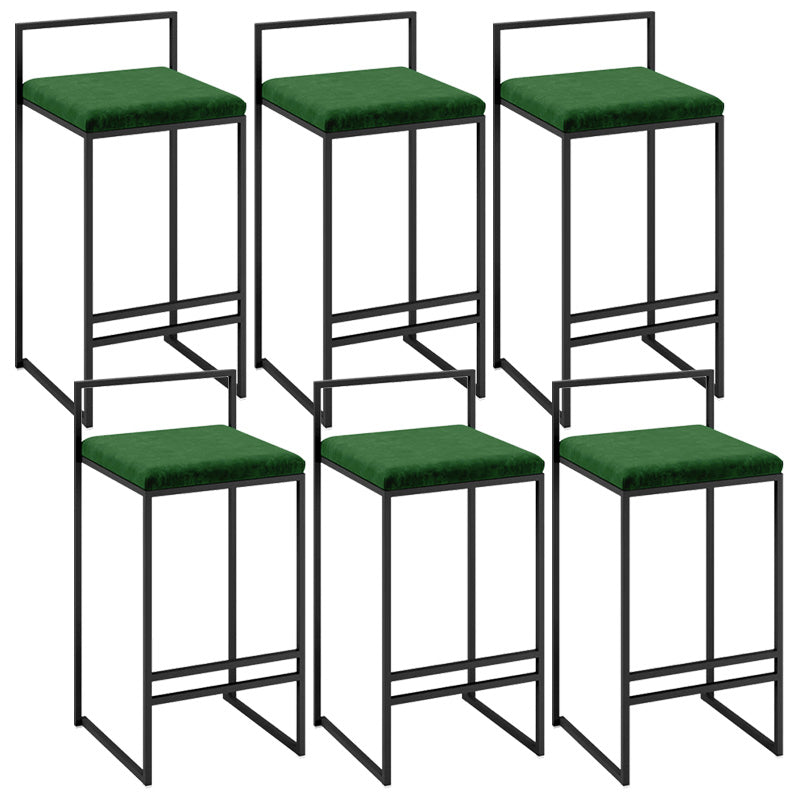 Contemporary Iron Counter Height Stools Low Back Bar Stool with Footrest