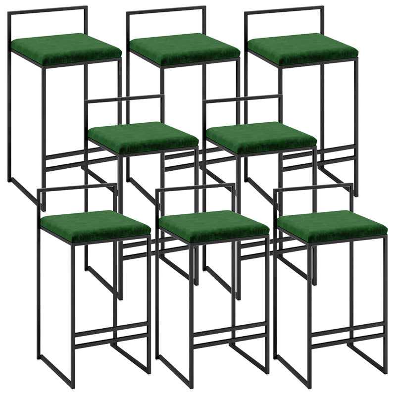 Contemporary Iron Counter Height Stools Low Back Bar Stool with Footrest